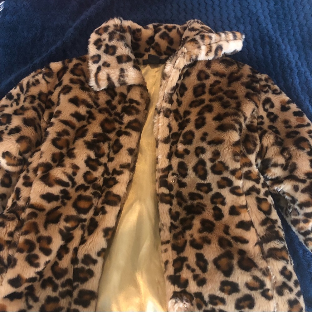 Girls 14 faux fur leopard jacket
